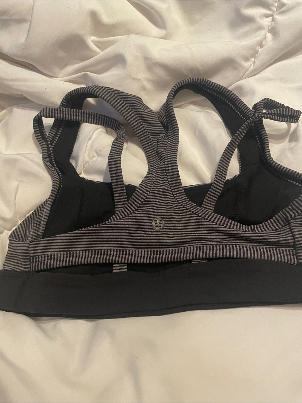 lululemon athletica Black & Gray Striped Racerback Sports Bra